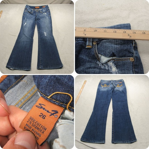 Seven7 Denim - Seven 7 Jeans Womens 26 Medium Wash Denim Low Rise Bootcut Fade Whisker 27x28